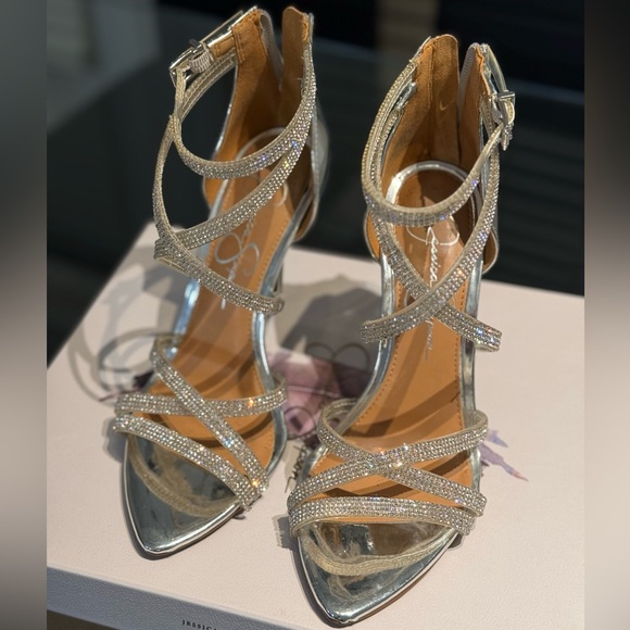 Elegant Silver Strappy Heels - Picture 3 of 12